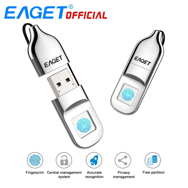 

EAGET FU5 Pen Drive USB Flash Drives Recognition Fingerprint Encryption USB 2.0 Stick Pendrive 32G 64G Memory For Apple Laptop