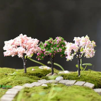 

2x Mini Trees Fairy Garden Decoration Ornaments DIY Crafts Miniature Landscape Bonsai Succulent Pot Garden Terrarium Decor