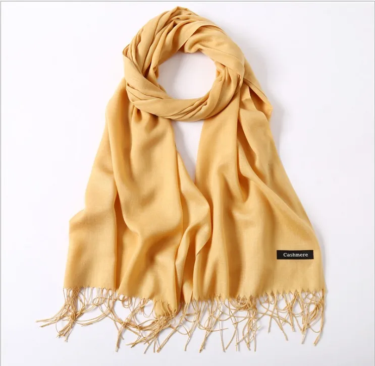 

Solid Color Pashmina Cashmere Shawls Women Luxury Plain Wedding Stoles Female Fashion Foulard Party thin scarves 200*68CM Scarf