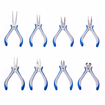 

8Pcs Metal Varies Jewelry Tools Pliers Set About 4.5Cm~6Cm Wide 11Cm~16Cm Long Nose Pliers Cutting Wire-Cutter Pliers End Plie