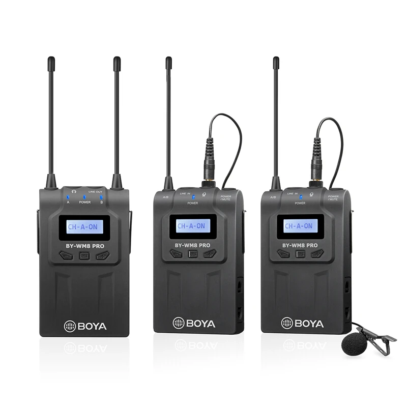 BOYA BY-WM8 Pro-K2 UHF Беспроводной двухканальный петличный микрофон система для DSLR камеры видеокамеры смартфон интервью ENG EFP