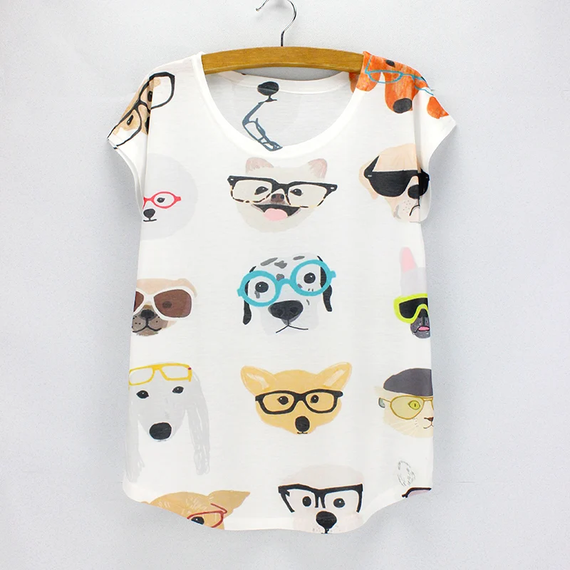 

Cute Dogs printing summer top tees women fashion style t shirts girls printing tshirt wholesale drop shipping