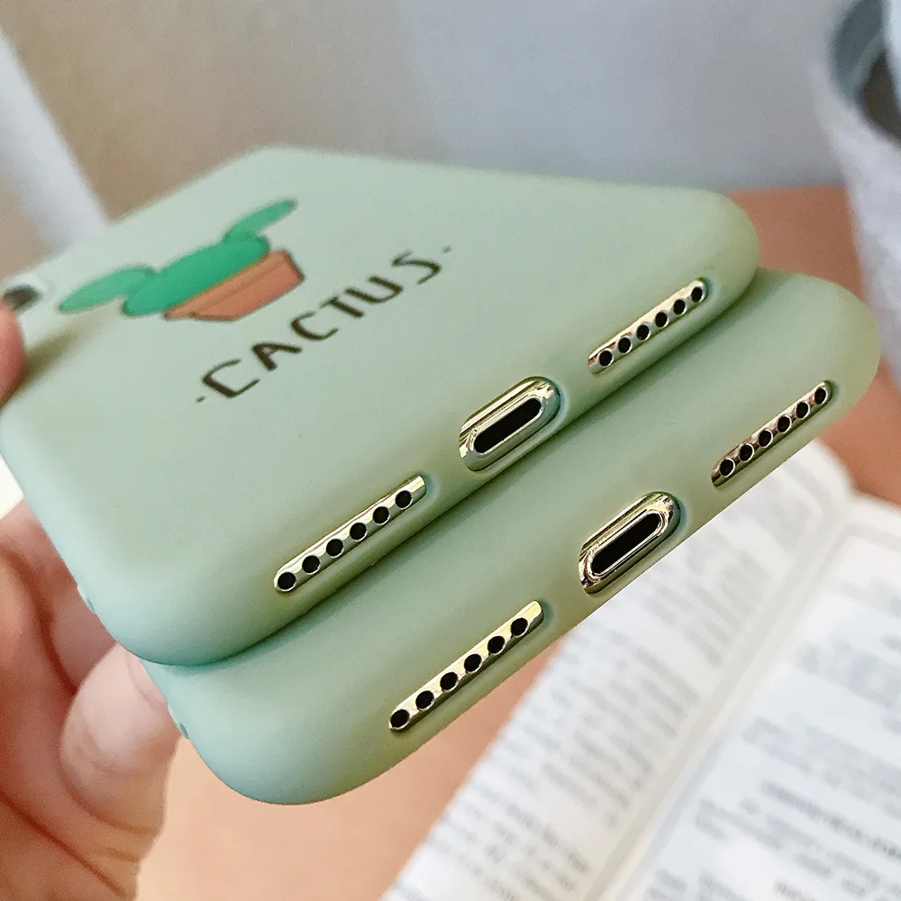 KIPX1074_6_JONSNOW Cactus Pattern Case for iPhone 6S 6P 7 8 Plus Soft Silicone Case for iPhone X XR XS Max Cartoon Painted Back Cover Capa Coque Fundas