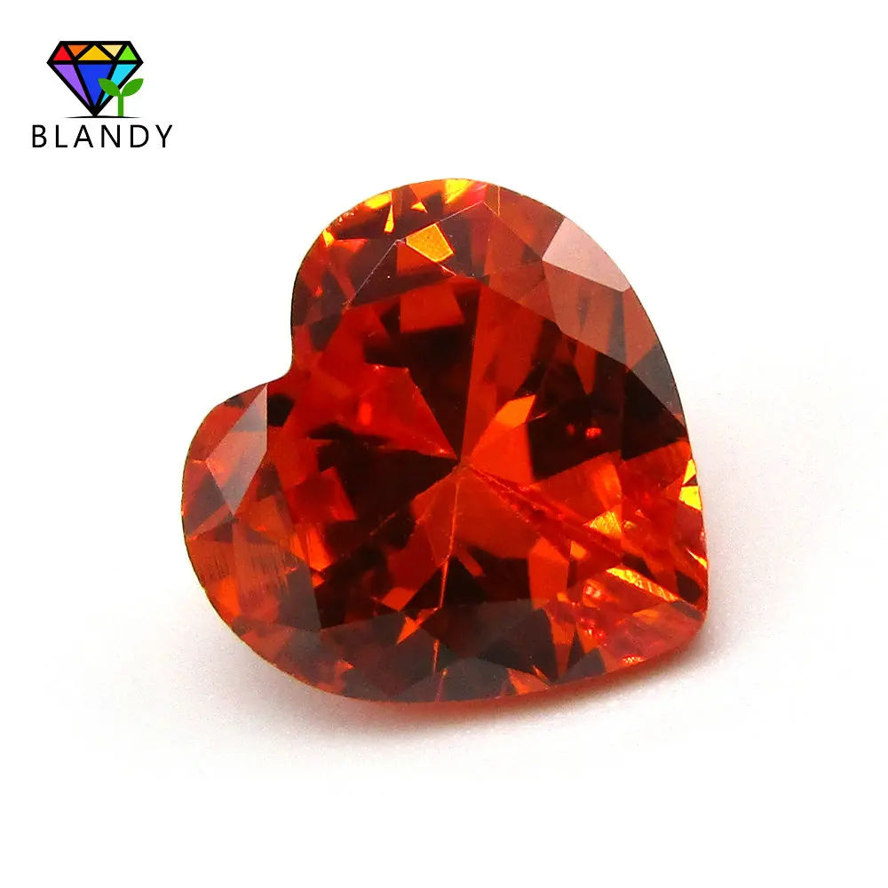 

3x3~12x12mm Heart Cut Orange Color CZ Gems Stone 5A Loose Synthetic Cubic Zirconia Stone For Jewelry Free Shipping