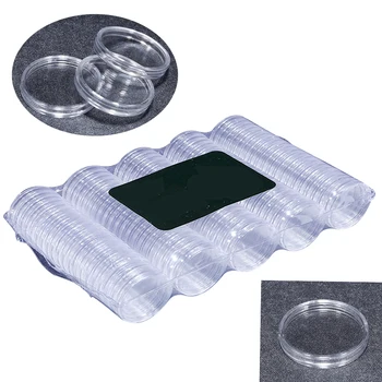 

100Pcs/lot Coin Collection 27mm Round Transparent Coin Storage Box Clear Protector Case Coin Collection Plastic Containers