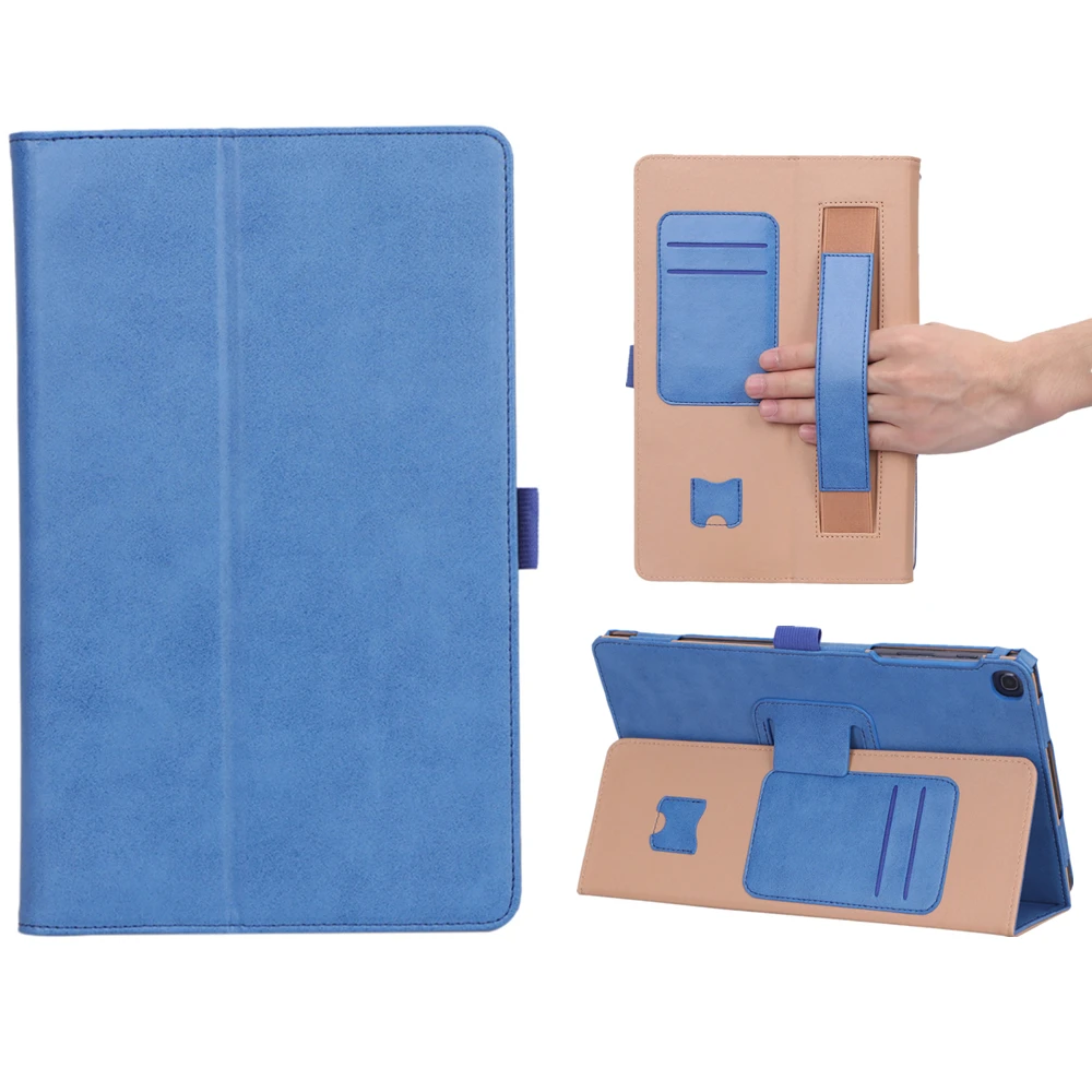 

For Samsung Galaxy Tab A 10.1 2019 T510 T515 Tablet Case Retro PU Leather Flip Stand Hand Holder Card Slot Cover with Pen Loop