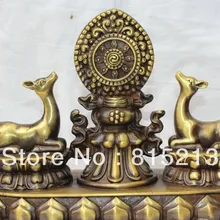 Ван 000289 " Китайский Буддизм Бронзовый 2 Овец С 8 благоприятный Символ Набор Статуя