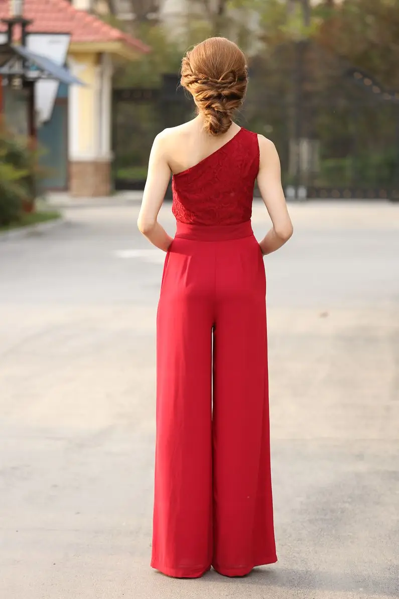 Jumpsuit for Women 2017 Summer Party Overalls Rompers Chiffon Fashion Elegant Printed off Shoulder Full Length Bodysuit M L XL 