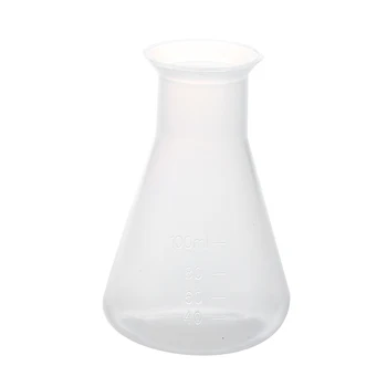 

100ml Clear White Plastic Laboratory Chemical Conical Flask Storage Bottle