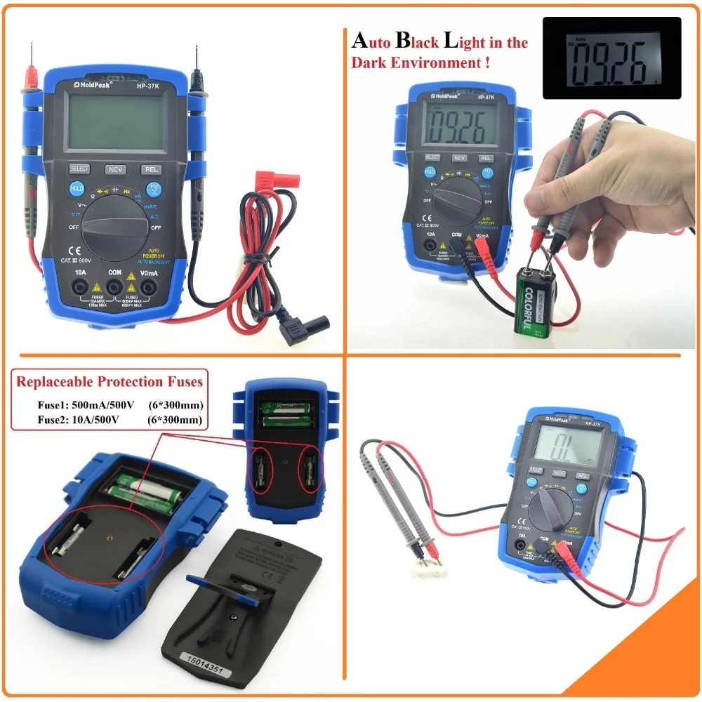 HoldPeak HP 37K Auto Range Digital Multimeter Resistance Capacitance Frequency Testeur Electrique