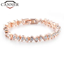 CANNER модные серебряные/розовое золото цвет браслет цепочка Шарм женщин волна циркониевые браслеты и браслет FO