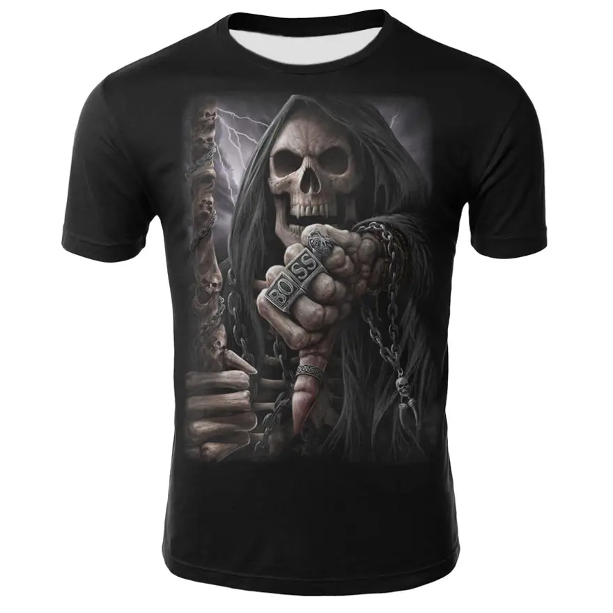 

2019 New 3D skull cool men's t-shirt High quality short sleeve casual t-shirt Summer street fashion brand quick-drying T-shirt