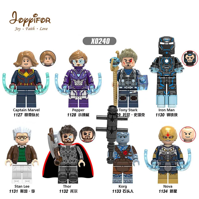 

Joyyifor Avengery 4enggame stan lee thor korg pepper stark iron man Action Figure LegoINGlys Building Blocks Toys For Children