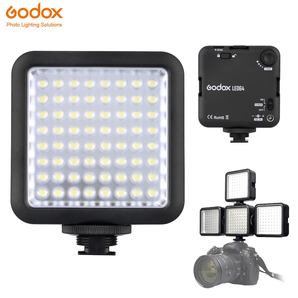 Godox 64 Светодиодная лампа для видеокамеры DSLR mini DVR as Fill Fotografia Lighting Canon Nikon Sony macrophoto |