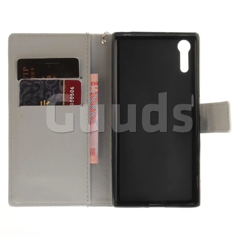 Cute Monkey Hand Strap Leather Wallet Case for Sony Xperia XZ