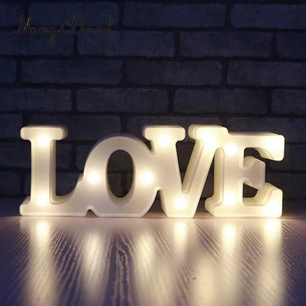MagiDeal  LED Light Up Alphabet Letter Lights Plastic Letters Standing Hanging Sign Home Office DIY Decor	