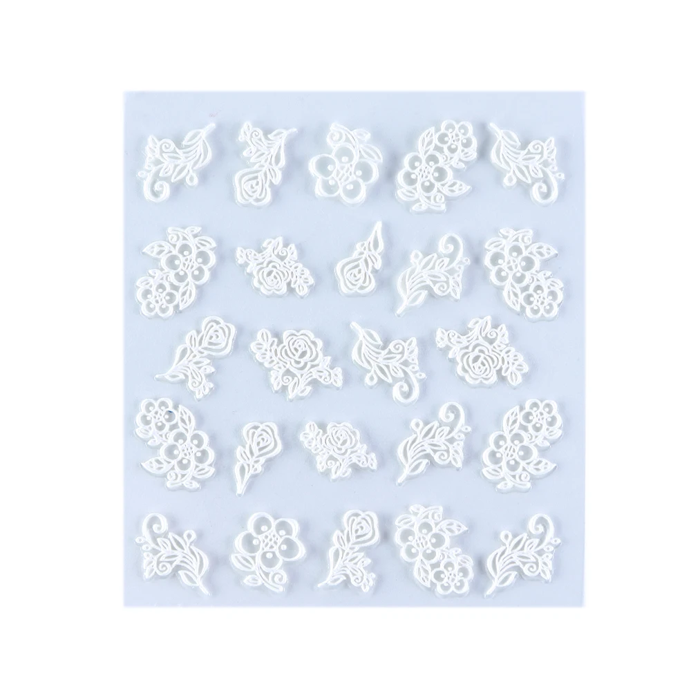 5D Embossed Nail Sticker Decals Blooming Flower Acrylic Engraved 3D Slider Manicure Empaistic Nail Art Decoration Tips CH1019