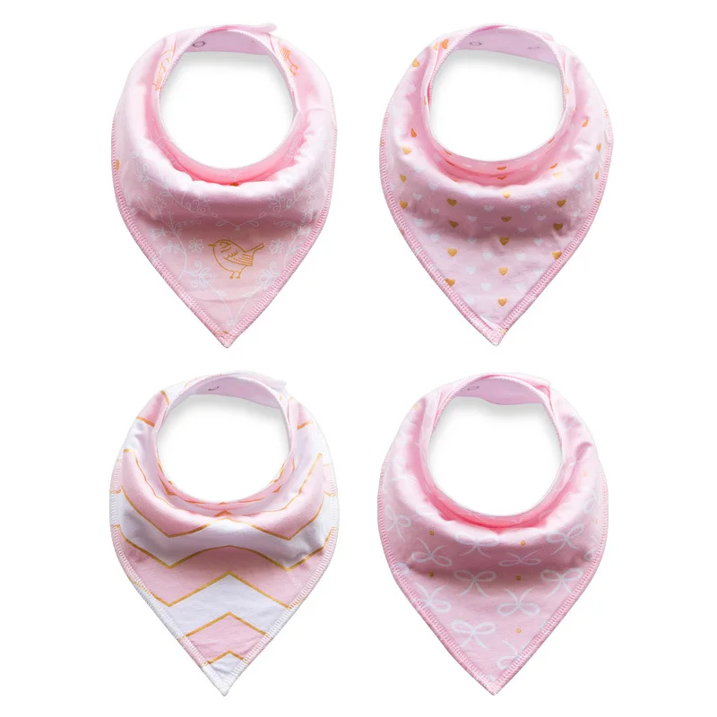 

4 Pieceslot Baby girl boy double Triangle cotton bibs newborn bib organic bandana bibs feeding burp cloths baberos bebes bavoir