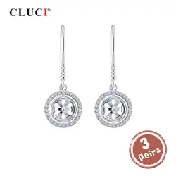 CLUCI 3 пары Оптовая Серебро 925 серьги для Для женщин цирконовая жемчужина крепление для Серьги Для свадебное кольцо для женщин ювелирные