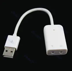 Новый USB 2,0 для 3D Виртуальный 5,1 канала аудио звуковой кабель карта адаптер Музыка Фея