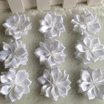 

HL 30pcs 35mm White Double Ribbon Flowers Handmade Apparel Accessories Sewing Appliques DIY Crafts A653
