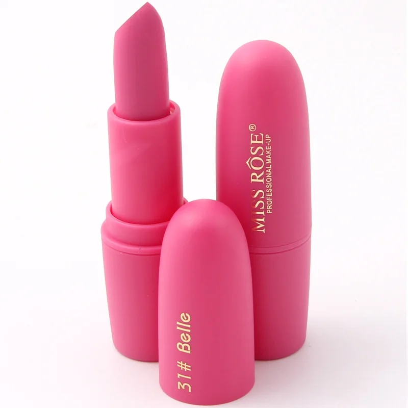 

Hot Sale Matte Lipstick Makeup Solid Pink Sexy Matte Velvet Lipstick Lip Cosmetic Long Lasting Makeup Brown Maquiagem