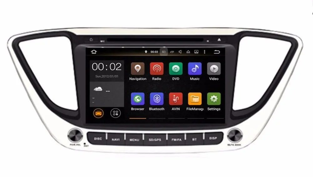 Sale BIG 8"Quad Core Android 7.1 Fit HYUNDAI Verna 2016 2017 2018 Car DVD Player Multimedia Navigation GPS Radio DVD AUDIO STEREO NAV 0