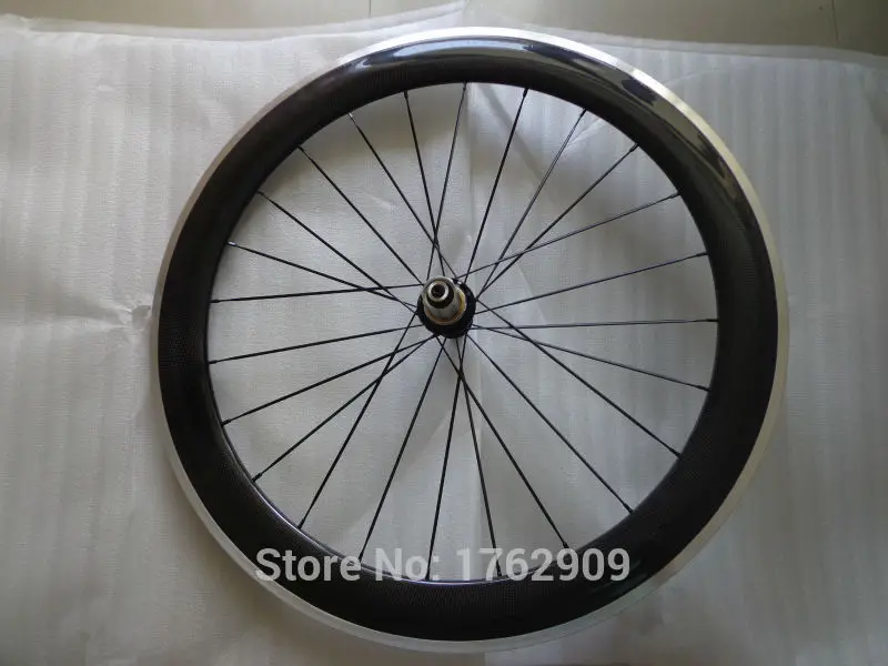 1pcs New 700C 60mm clincher rim Track Fixed Gear Road bike carbon bicycle wheelset with alloy brake surface aero spoke Free ship