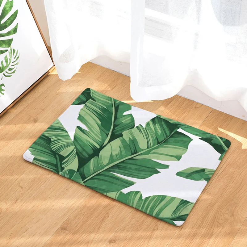 HomeMiYN коврик для ванной, Противоскользящие коврики для ванной комнаты, цифровая живопись, коврик для ног с принтом зеленых листьев, коврик для кухонной двери, коврики для ванной, моющиеся