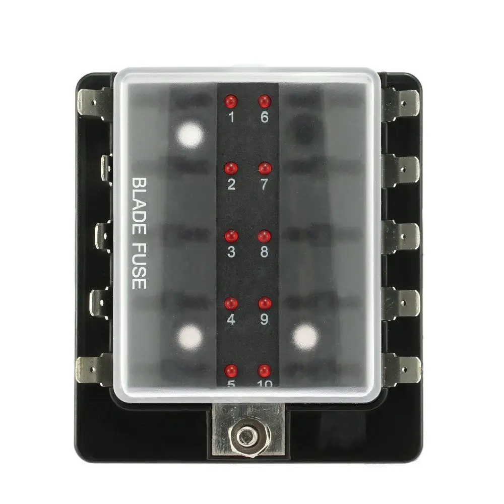 

Krator DC12V-24V 10 Way Blade Fuse Box Holder LED Warning Light Kit for Car Boat Marine