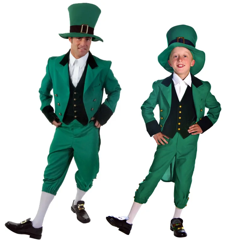 VASHEJIANG Newest!Green Ireland Kids spirit costumes,men Spirit cosplay