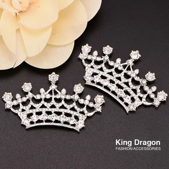 

Rhinestone Tiara Crown Embellishment Used On Invitation Flat Back 52MM*28MM 50PCS/Lot Silver Color KD44