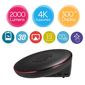 

Portable DLP Android WIFI Video Projector 3D Mini Home Theater Projector Dual HiFi Speaker 16000 mAh Battery HD 4K Resolution