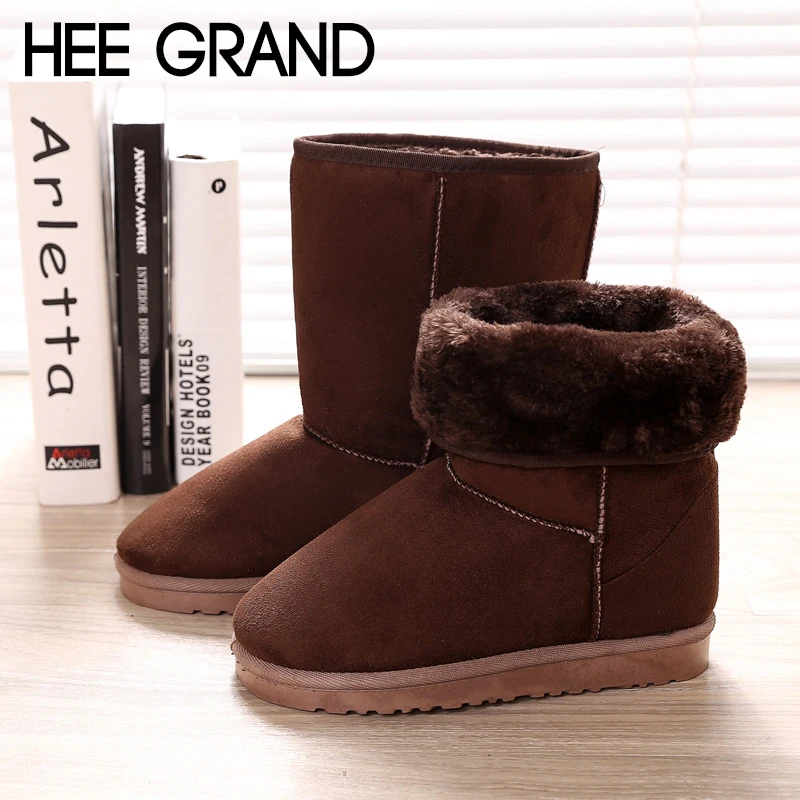 

HEE GRAND Women Warm Ankle Boots Faux Fur Winter Fashion Boots Flat with Light Bootie Warm Fur Footwear Shoes Booten XWX7088