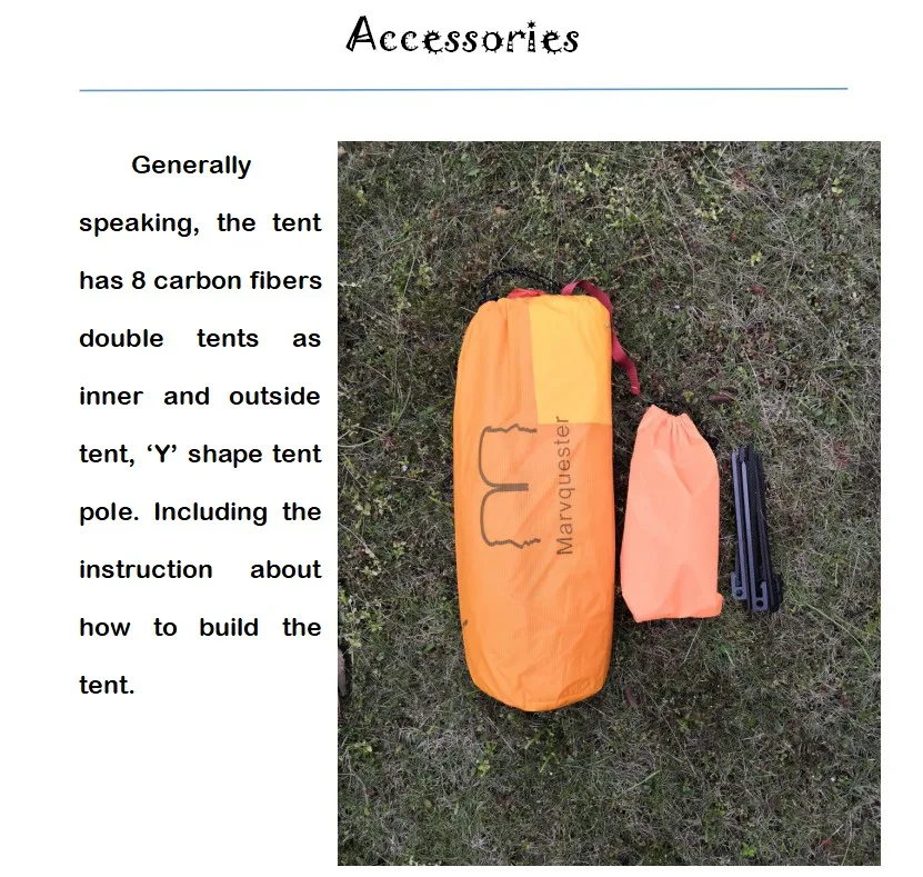 1,35 кг 20D нейлон и углеродного волокна полюс с силиконовым покрытием Водонепроницаемый 2 человек Двойной-слой Сверхлегкий UL палатка