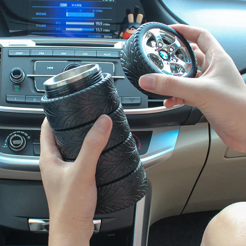 

YRP 320ML Car Tire Shape Stainless Steel Vacuum Flasks Reuseable Thermos Tumbler Creative Coffee Tea Milk Travel Game Boy Mug