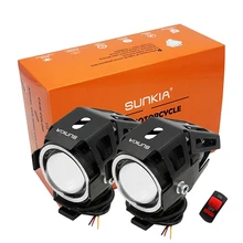 2 шт./лот SUNKIA мотоцикл Проектор фары Высокое Мощность черный U7 CREE чип 3000LM мотоцикл глава Туман лампа угол глаз + дьявол глаз