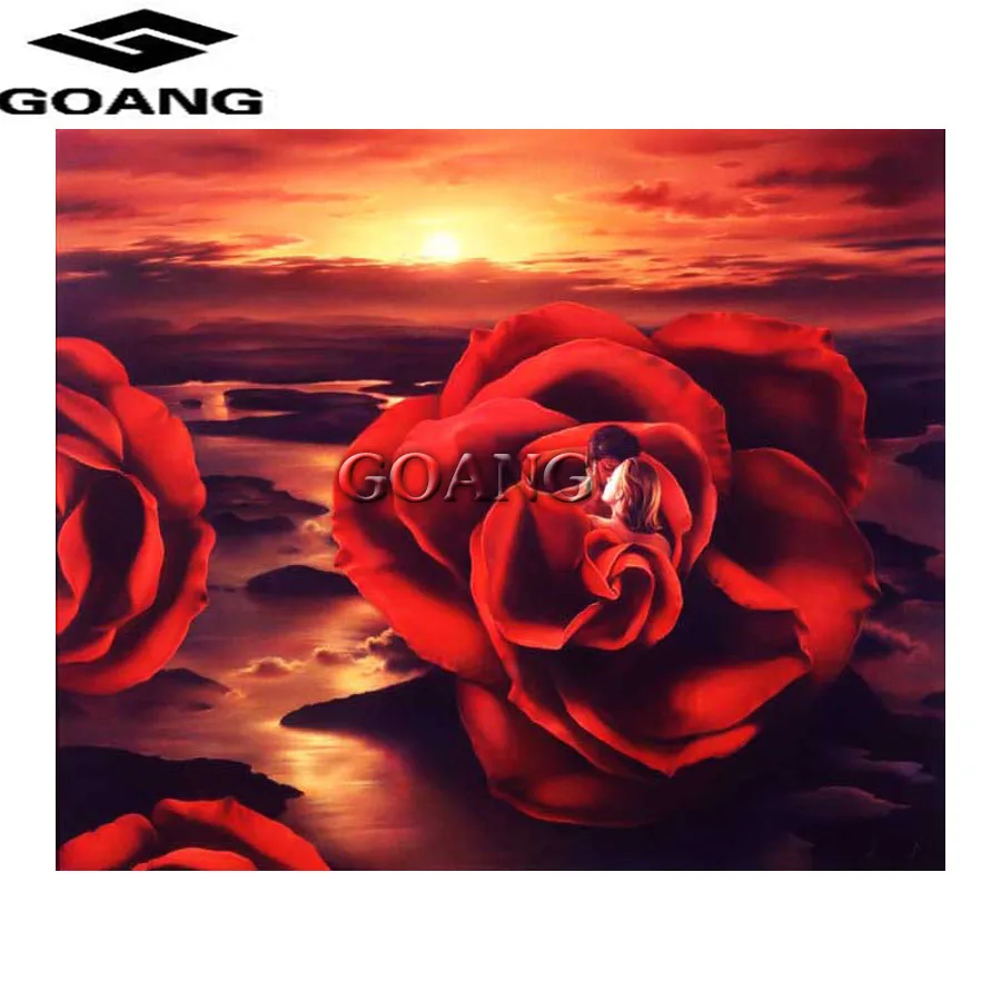 

diamond painting Cross Stitch kits diamond embroidery flowers diy diamond mosaic home decor sunset with rose