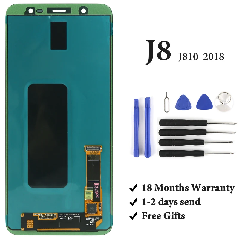 

Original Black AMOLED Display For Samsung Galaxy J8 2018 J810 J810F LCD Touch Screen Digitizer Assembly Phone Spare Parts