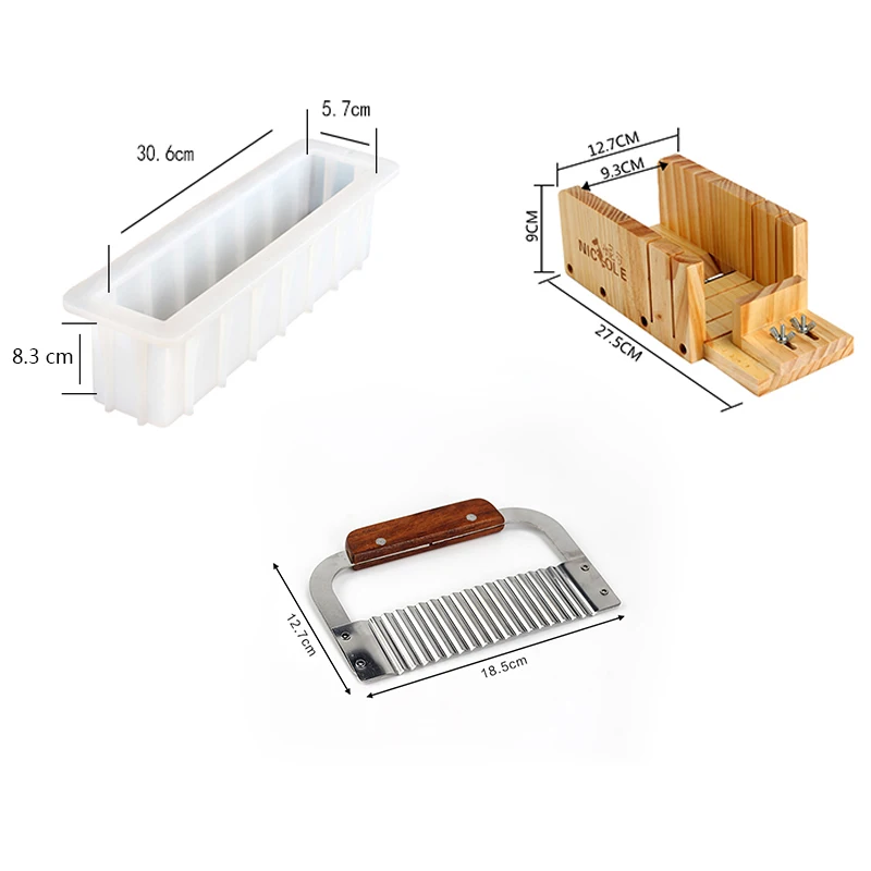 Силиконовая форма для мыла набор 3 шт. регулируемые; дерево нож для хлеба коробка& волнистый нож из нержавеющей стали DIY для кусочка мыла делая инструмент прессформы