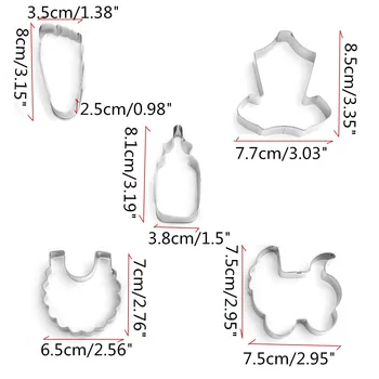 

5Pcs Stainless Steel Baking Moulds Cookie Cutters Plunger Biscuit DIY Baby Clothes Bib Mold Cutter Baking Mould Stencils Pastry