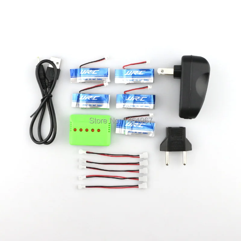 

JJRC H20C H20W RC Quadcopter Spare parts 5Pcs 3.7V 280MAH Battery And Charger Set X5A-D02