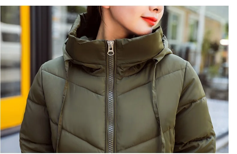 KUYOMENS Новая модная Длинная зимняя куртка для женщин, тонкое женское пальто, женская утепленная парка, хлопковая одежда, одежда с капюшоном для студентов