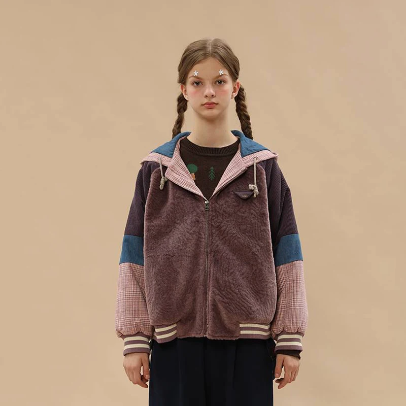 

Fashion Velvet Parkas Jacket Coat Women Winter Jackets Patchwork Hooded Cotton Short Outwear Female Thick Warm Loose Overcoats