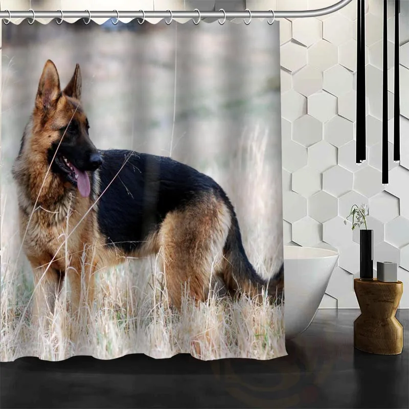 German Shepherd Dog Waterproof Bathroom Fabric Shower Curtain with Hooks 71inch 