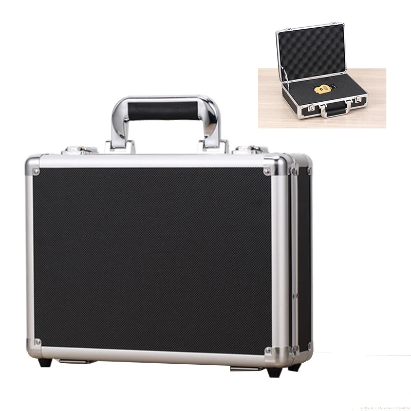 

330x240x100mm Toolbox Portable Aluminum Tool Box Instrument Box Safety Storage Case Instrument Box Suitcase with Sponge Lining