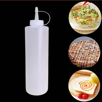 

8-24oz Clear Plastic Squeeze Bottle Condiment Dispenser with Scale