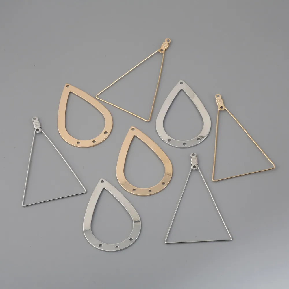 

New 4/10pcs Silver Gold Fashion Metal Tear Drop Triangle Earring Charms Pendant For DIY Earring Findings Components Craft Making