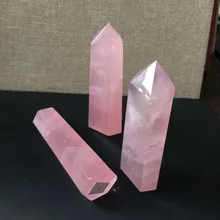 Doğal kaya gül kuvars kristal noktası şifa taşı dikilitaş değnek pembe 1 adet