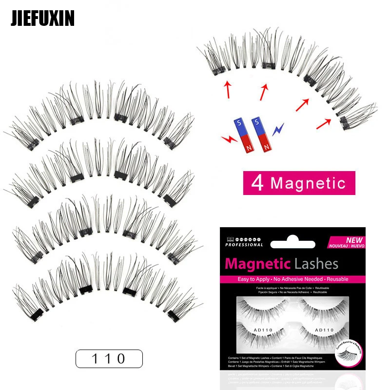 

3D Magnetic Eyelashes with 4 Magnet False Eyelashes Handmade Eye Lashes 4Pcs Eye Makeup Kit AD110